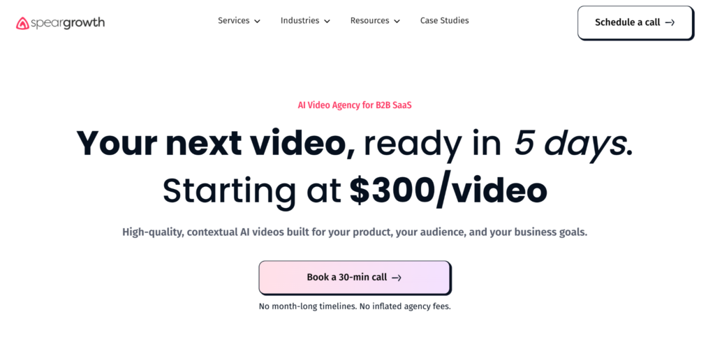 Video marketing agency for SaaS: Spear Growth