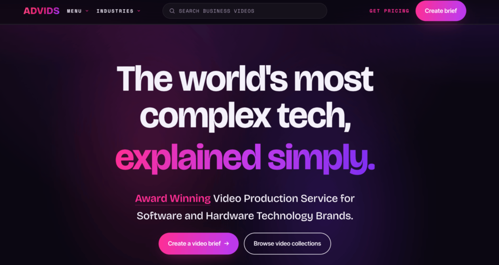 AdVids homepage